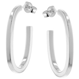 trendor Damen-Ohrringe 925 Silber Steck-Creolen 30 mm modischer Ohrschmuck für Frauen, zauberhafte Geschenkidee und elegantes Accessoire 68850