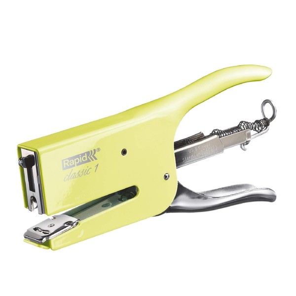 Rapid Retro K1 Stapling Pliers, Uses 26/6 and 26/8 mm Staples, 50 Sheet Capacity, Metal, Mellow Yellow, 5000499