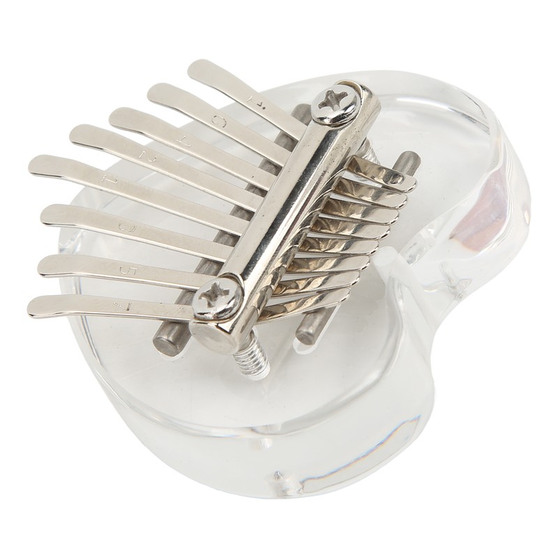 Heart Shaped Thumb Piano Mini Portable Transparent Crystal 8 Keys
