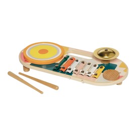 Manhattan Toy Beats to Go Wooden Toddler and Preschool Musical Learning Toy Xylophone, Drum, Cymbal and Washboard
