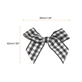MECCANIXITY 10Pcs Mini Gingham Ribbon Bow 1.5" Checkered Fabric Satin Ribbon Bows for Craft DIY Hair Bow Sewing Wedding Birthday Party Black and White
