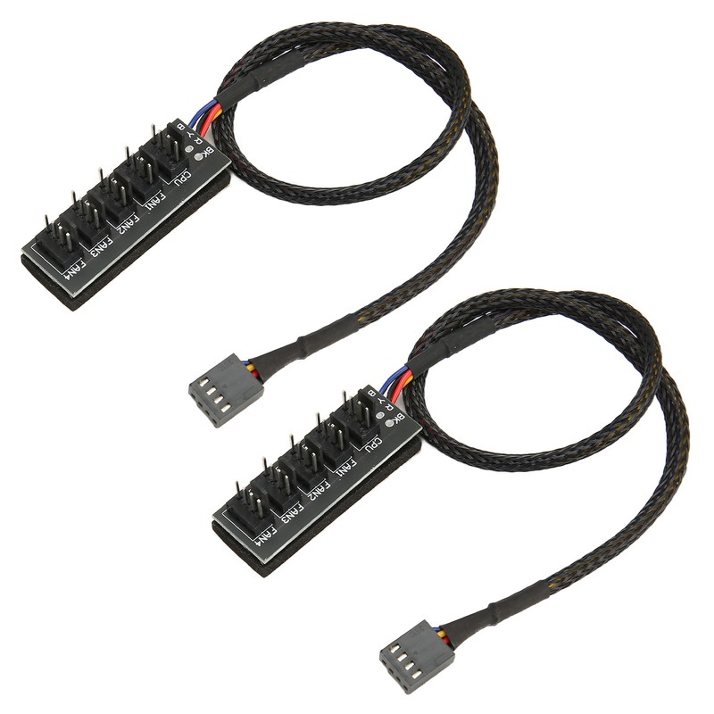 2Pcs PWM Fan Hub 5 Way 4Pin 13.8in Cable Length