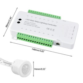 XLSBZ LED Stair Lighting Controller with Motion Sensor, 16 Levels Stair Light Control, LED Stair Light Controller