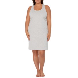 Smart & Sexy Cloud Cotton Comfort Collection Women's Lightweight Robe & Chemise Nightgown, Light Grey Heather, 2X-3X