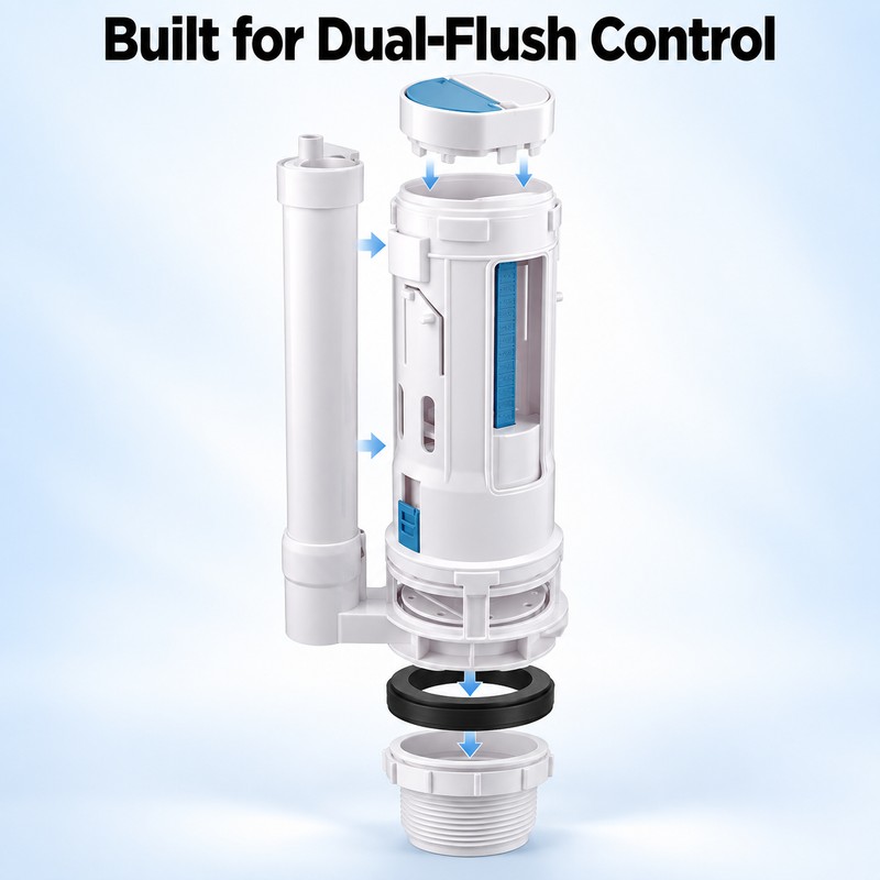 Dual Flush Toilet Tank Valve – Split Push Button Flush