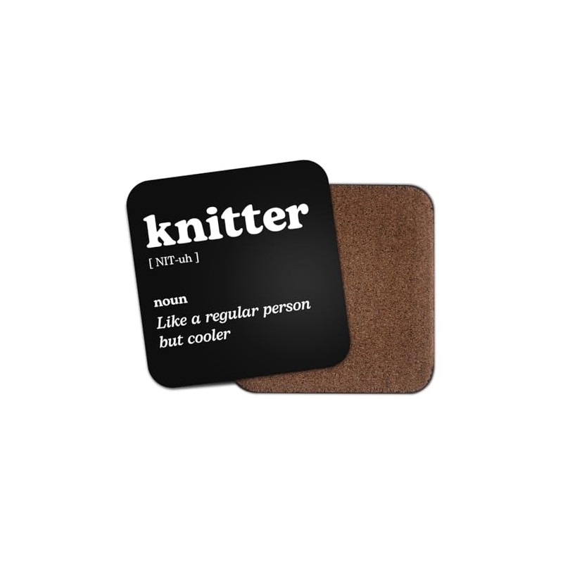 Knitter Square Coaster - Knitting Sew Fan Dictionary Regular But
