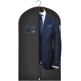 Hleelomi 40-inch Suit Bag Garment Bag for Travel and Storage, Garment Bags for Hanging Clothes with Zipper and Visible Transparent Window,1 Pack，Black