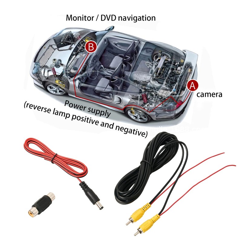 QDiShi Backup Camera RCA Video Cable, Car Reverse Rear View