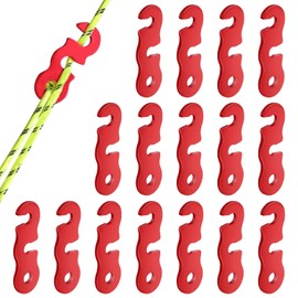 HOTUT Guyline Cord Adjuster, 16 Pcs Aluminum Rope Tensioner Cord Adjuster Wind Rope Buckle, Guy Rope Tensioners for Outdoor Activity, Tent Rope Adjuster for Hiking Camping Tent Accessory, Red