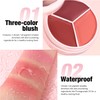Rubor en crema ultrasuave de 3 colores para mejillas, Pincel