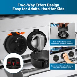 Oven Knob Covers for Child Safety 5 Pack, Black Stove Knob Safety Covers & Gas Stove Locks, Heat-Resistant Adhesive, Double-Key Baby Proof Covers for Gas/Electric Burners,Childproof Protector for Kids