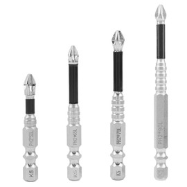 lasuroa 4pcs High Magnetic Screwdriver Drill Bit, 2025 New Upgrade Electric Screwdriver Set S2 Alloy Steel Anti Slip Strong Bits Set Suitable for Impact Drill, Length 50/65/70/90mm