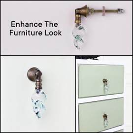 Indian Shelf 6 Pieces Glass Drop Knobs Unique Kitchen Cabinet Knobs Decorative Teardrop Drawer Knobs Dresser Pendent Knobs Pulls, 1.96, Light Blue Twist, GDSK-60-1-A-6