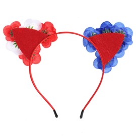 Dzrige Independence Day Flower Headband Red White and Blue Floral Headband Patriotic Headpiece Hair Accessoires for Independence Day Fourth/4th of July Party Props Decoration