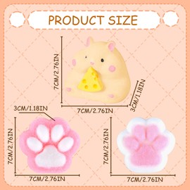 AWAVM 3PCS Hamster Squishy Cat Paw Squishy Toys Taba Squishy Paw Toys Stress Relief for Kids and Adults Fufu Squishy Hamster Set for Anxiety Portable Taba Squishy Kit for Relaxation and Party Favors