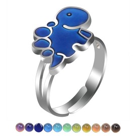 Fuqimanman2020 2 Pcs Mood Dinosaur Rings Set Color Changing Emotion Feeling Temperature Finger Ring Adjustable for Womens Animal Funny Jewelry-2pcs A