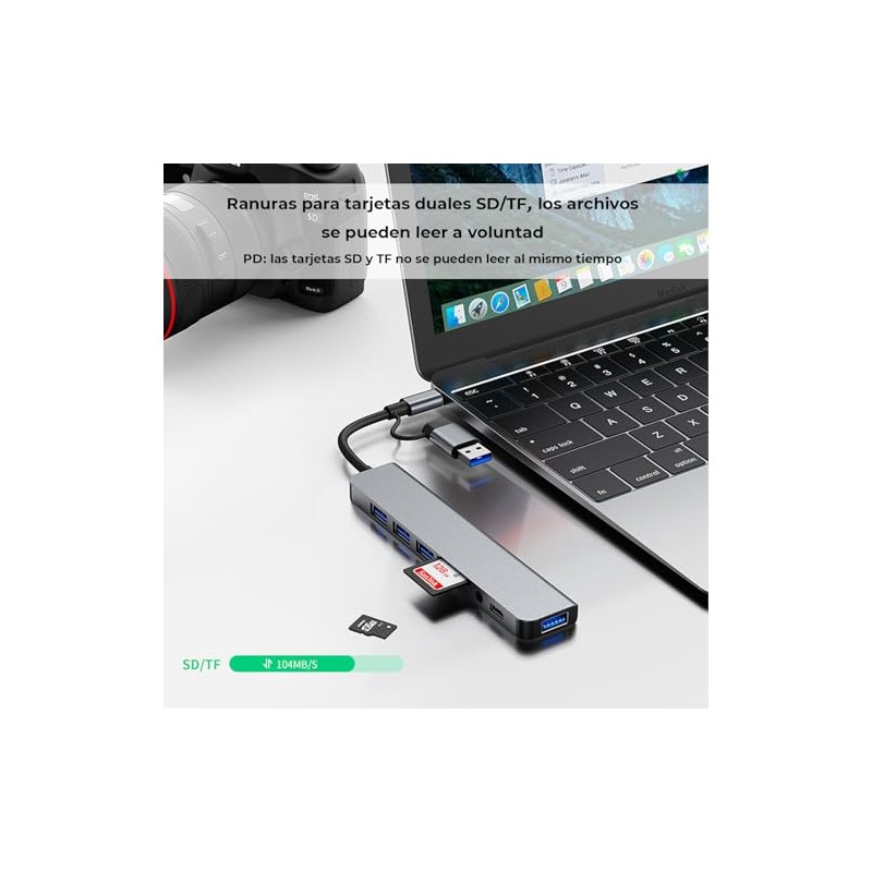 HUB USB C, 8 en 1 Adaptador USB C Multipuerto