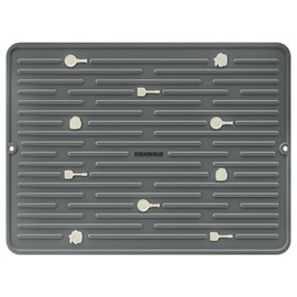 Ourokhome Dish Drying Mat for Kitchen Counter，Slip Resistant Dish Mat,Thickening, Folding, Quick Dry, Heat Resistant Sink Mats, Fits Under Rack, Refrigerator or Drawer liner 12x16 Grey