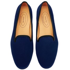 Men's Vintage Velvet Loafer Men Plain Men Shoes Slip-on Loafer Smoking Slipper Blue Plain US 7.5