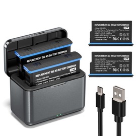 METACUCU 2 Pack 2800mAh Rechargeable Battery Compatible with Insta360 X5 with Dual-Slot Charger Hub 360 X5 Battery Accessories