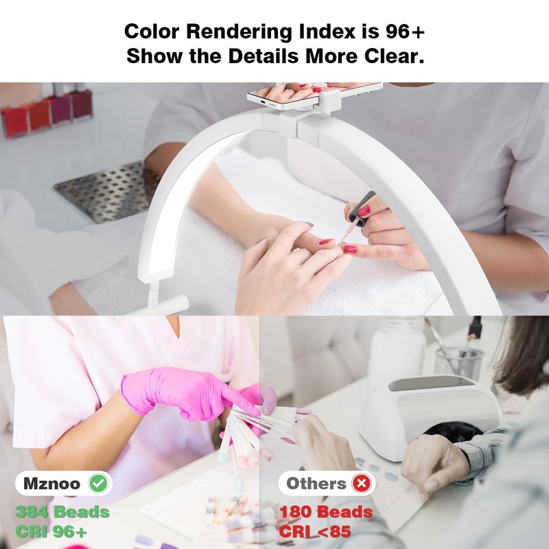 Mznoo Half Moon Light for Nail Desk wtih Phone Holder,