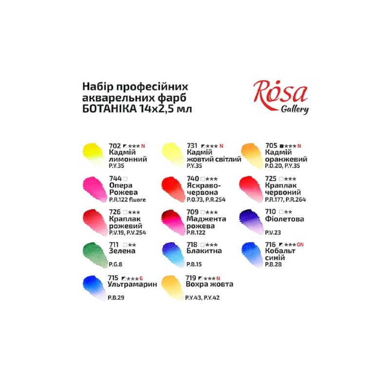 Rosa Gallery Botanical Watercolour 14 Colours