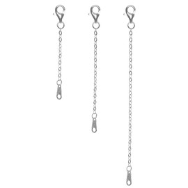 3 Pcs Sterling Silver Necklace Extenders Bracelet Chain Extension Chains for Jewelry Making Women Strong Removable(1 2 3 inch)