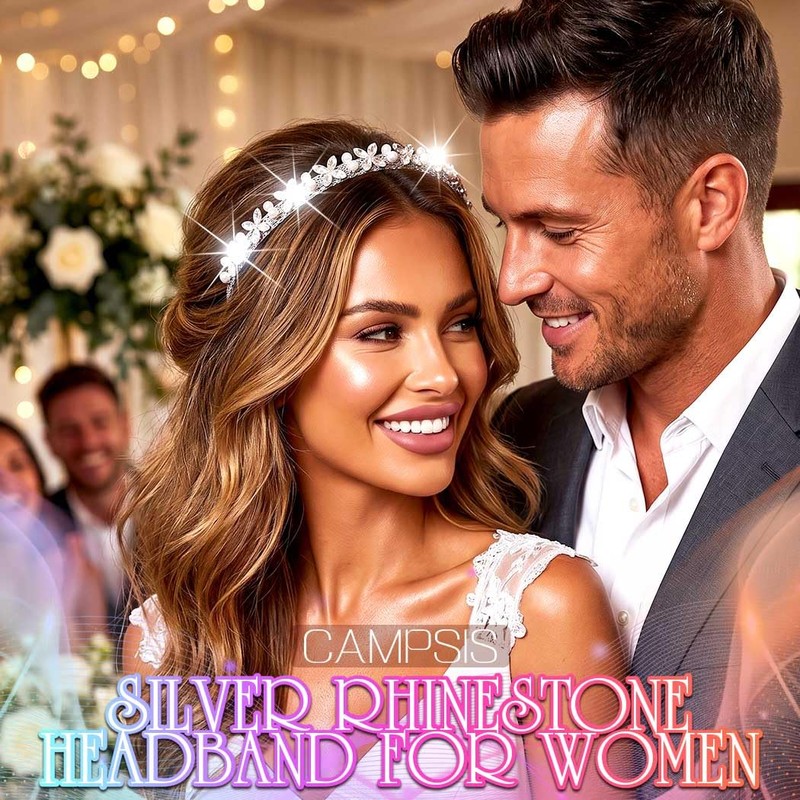 Campsis Rhinestone Headband Silver Pearl Hair Accessories Crystal Bride Hair