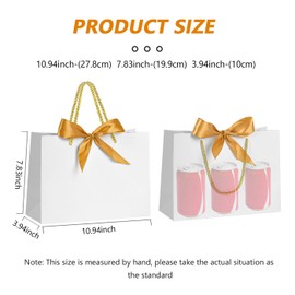 12Pack White Gift Bags,Small Gift Bags with Handles,Paper Party Favor Bag Bulk with Bow Ribbon Gift Wrap Bags for Bridesmaid Christmas Baby Shower Birthday Celebration Holiday