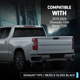 CHEDA Exhaust Tip Compatible with Chevy Silverado 1500 2019-2024/Compatible with GMC Sierra 1500 2019-2024 Black