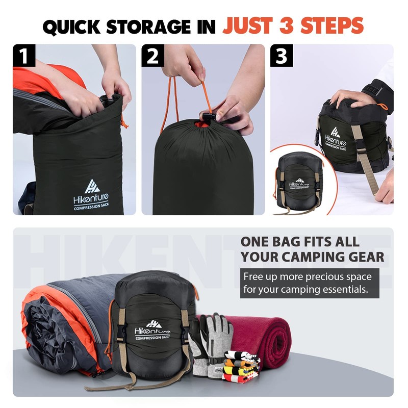 Hikenture Sleeping Bag Stuff Sack, Space Saving Compression Sack, Water-