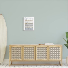 Stupell Industries Lake Rules Typography Rustic Vacation Cabin Sign, Design by Marla Rae, Beige, 16 x 20