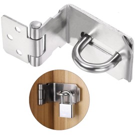 Litensh 4 Inch 90 Degree Right Angle Door Latch Safety Lock Hasp Lock Hinge Lock Device for Door Silver