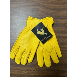 Grand Rapids Hide Company Men's Real Deerskin Leather Gloves, Tan/Yellow, Lined, M