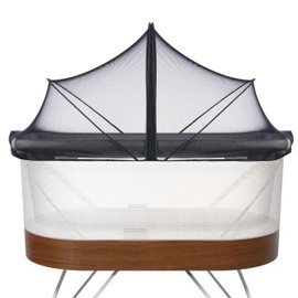 Akiky Bassinet Cover Mosquito Net with Two-Way Zippers Foldable Playpen Bassinet Bedside Sleeper Tent to Keep Cats/Bugs Out(Black)