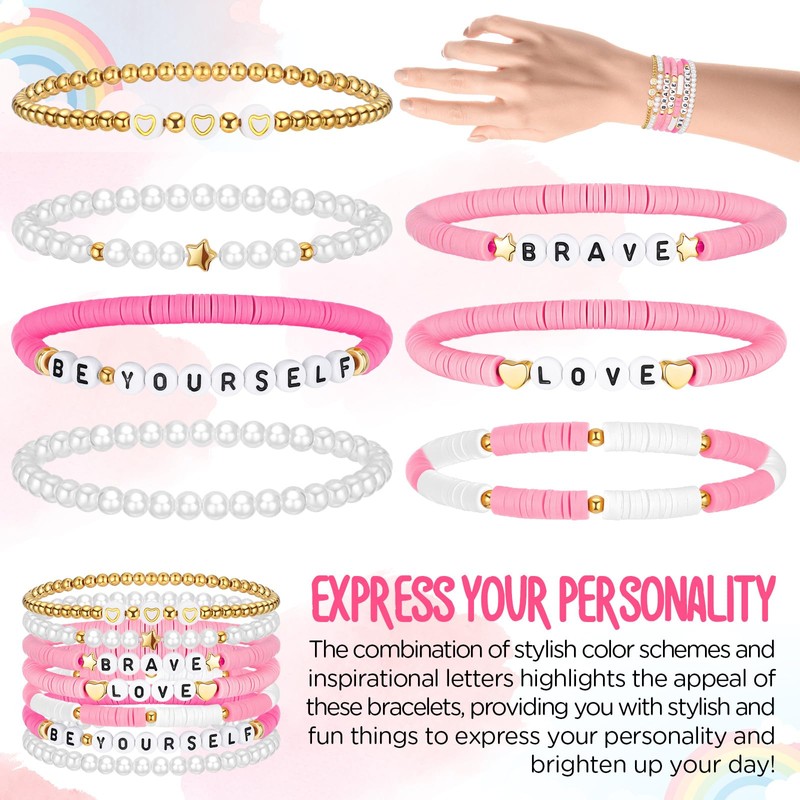 Landical 7 Pcs Friendship Bracelets for Women Teen Girls Preppy