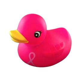 3" Pink Ribbon Rubber Duck [Sealed Hole, Floats Upright] - Baby Safe Bathtub Bathing Toy