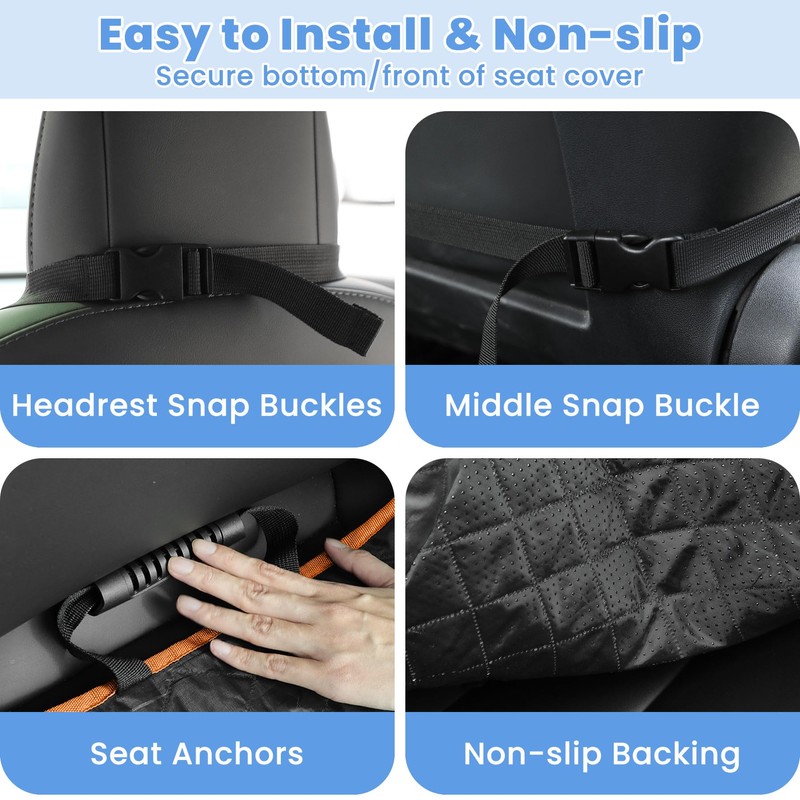 ELONGRIVER Dog Car Seat Covers, Waterproof Front Seat Cover for