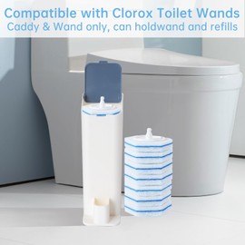 Holder for Clorox Toilet Wand, Compatible with Clorox Toilet Wand Holder only, White & Blue, Includes Wand