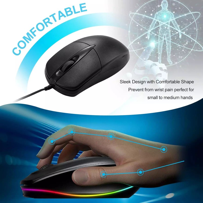 Unbranded USB 2.0 Optical Wired Scroll Wheel Mouse PC Laptop