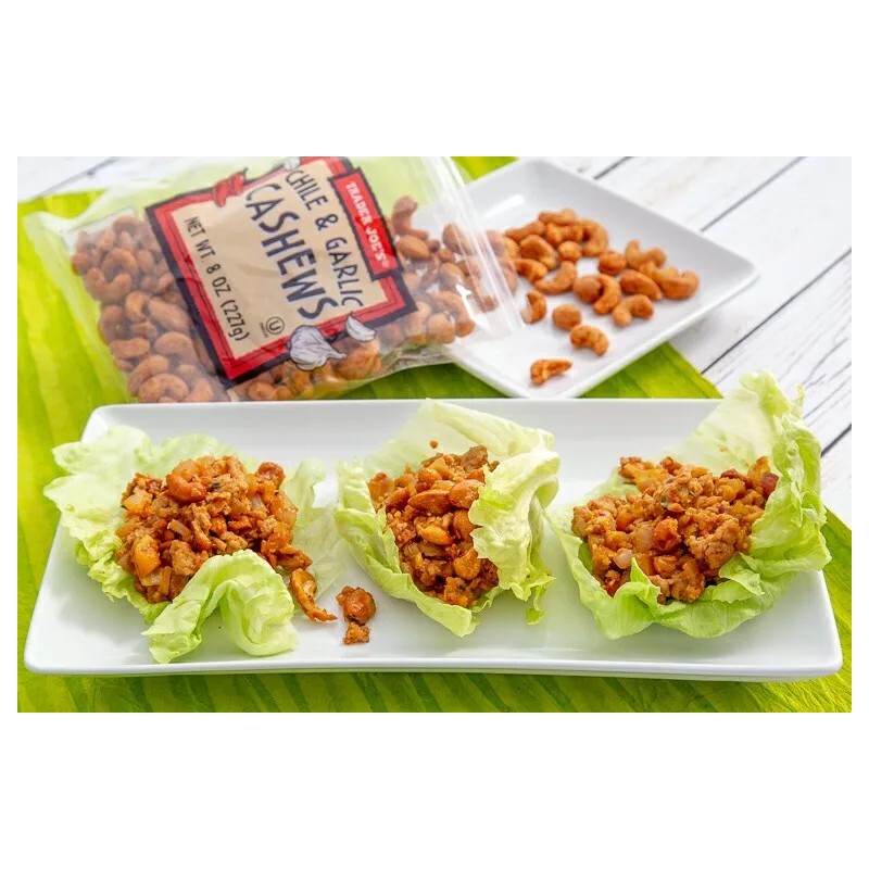 Trader Joes Chile & Garlic Cashews Nuts 8oz Resealable Bag