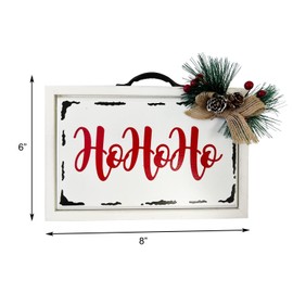 Christmas Farmhouse Wood Hanging Wall Sign Decor Wooden Words HoHo Sign, Rustic Decorative Signs Freestanding Tabletop Winter Christmas Decorations