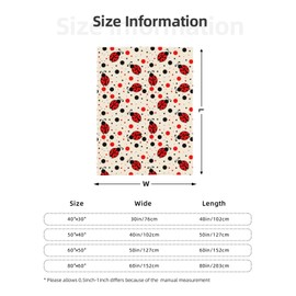 Abucaky Cute Ladybugs Pattern Fleece Throw Blanket Ultra Soft Cozy Decorative Flannel Blanket for Home Bed Couch Chair Travel 50x40in