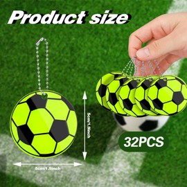 FIHODONE 32 PCS Reflectors Children Football Keyring,Football Party Bags Fillers,Soccer Keychain Reflectors,Safety Reflector Pendants for Pedestrian Safety,Reflector Pendants Football Waterproof