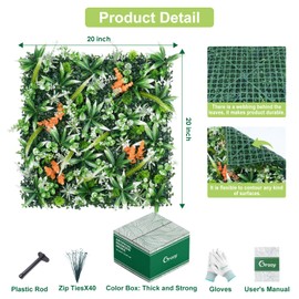 Grooy 20"x20" Grass Wall Panels, 12PCS Artificial Boxwood Panels with UV Protection, Green Grass Wall Backdrop for Garden Party Outdoor Indoor Decor