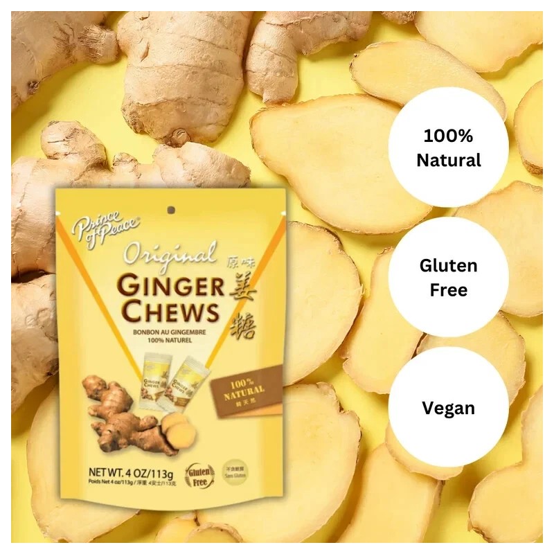 Prince of Peace Ginger Chews Candy Original (100% Natural) 4oz(Pack