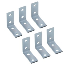HANLATO 6 Pcs 4 Hole L Shaped Connector Flat Plate Fitting Bracket, L Fixing Repair Joint Bracket, Fit for 1/2 Bolt in 1-5/8 Strut Channel, L-Shaped Corner Brace 4.8mm Thickness