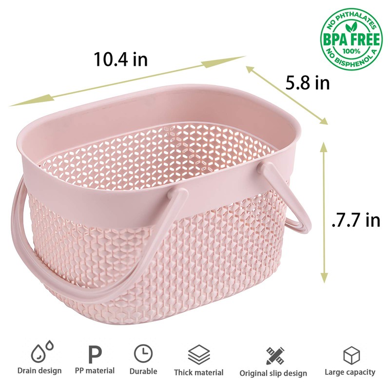 rejomiik Portable Shower Caddy Basket, Plastic Organizer Storage Tote with
