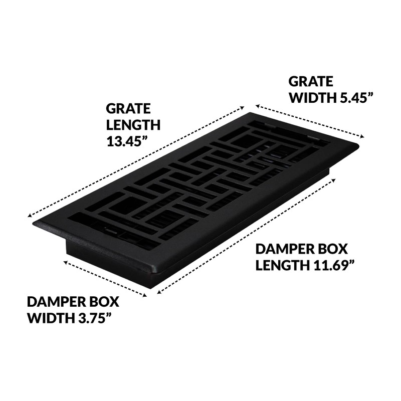 Decor Grates AJH412-BLK Oriental Floor Index 4 x 12 Inches