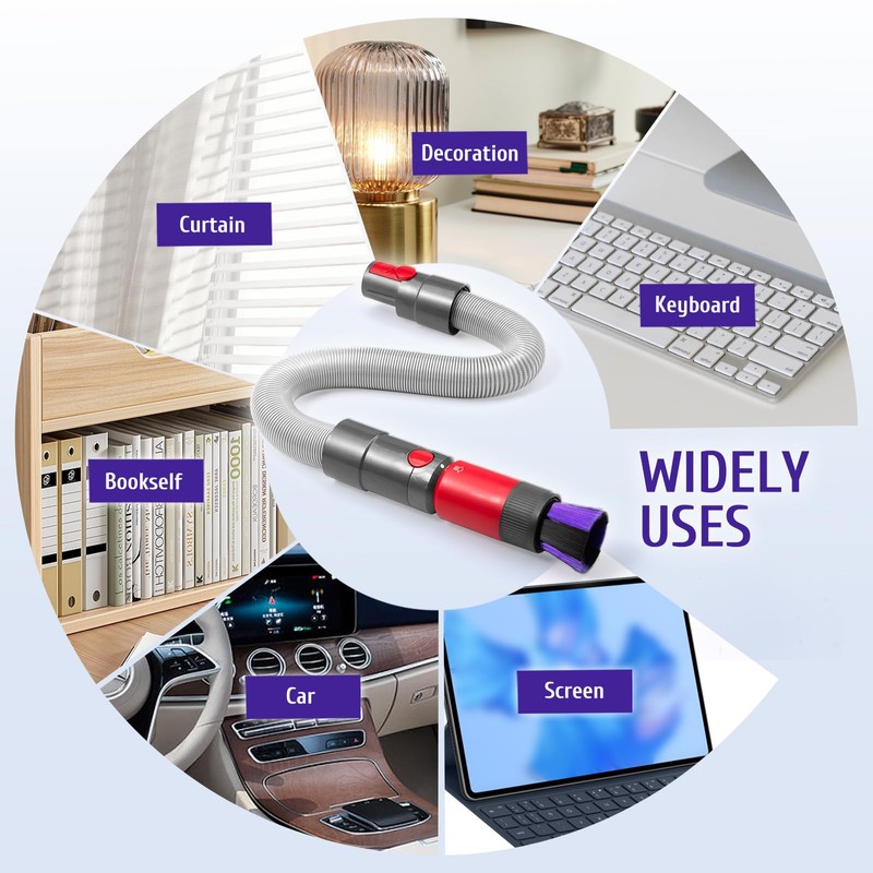 Dusting Brush & Flexible Extension Hose Compatible with Dyson V7/